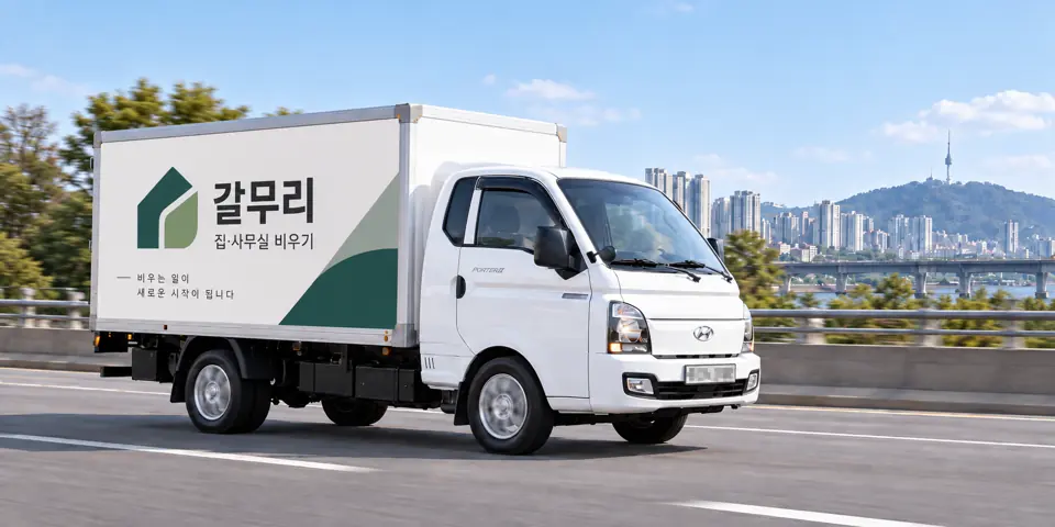 경안동 유품정리 안내 그림 · 갈무리 작업 차량